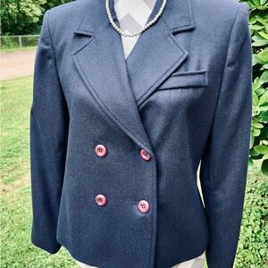 Requirements Dark Blue Wool Blazer with Rose Buttons NWT 6 P